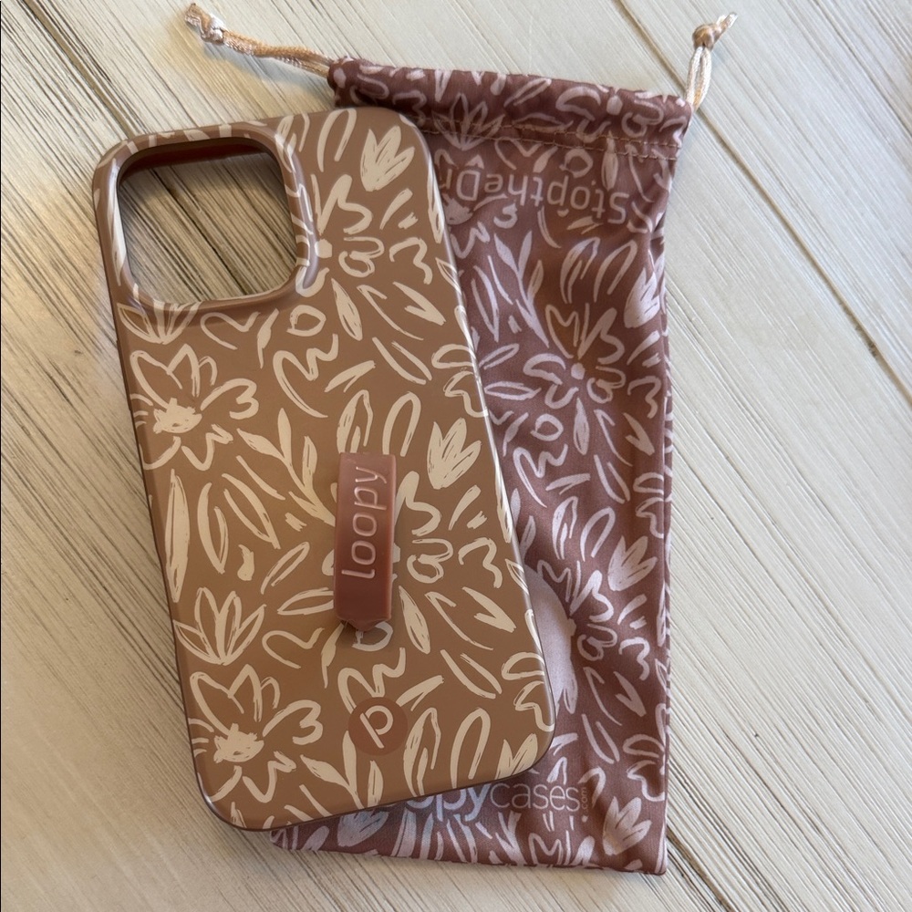 16 Pro Max Loopy Case Floral Brown Phone Case